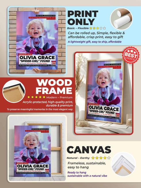 Custom Baby News Poster – Personalized Baby Web Walker Girl Wall Art